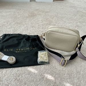 NEW Elie Beaumont London Crossbody Bag in Stone with 3 straps!